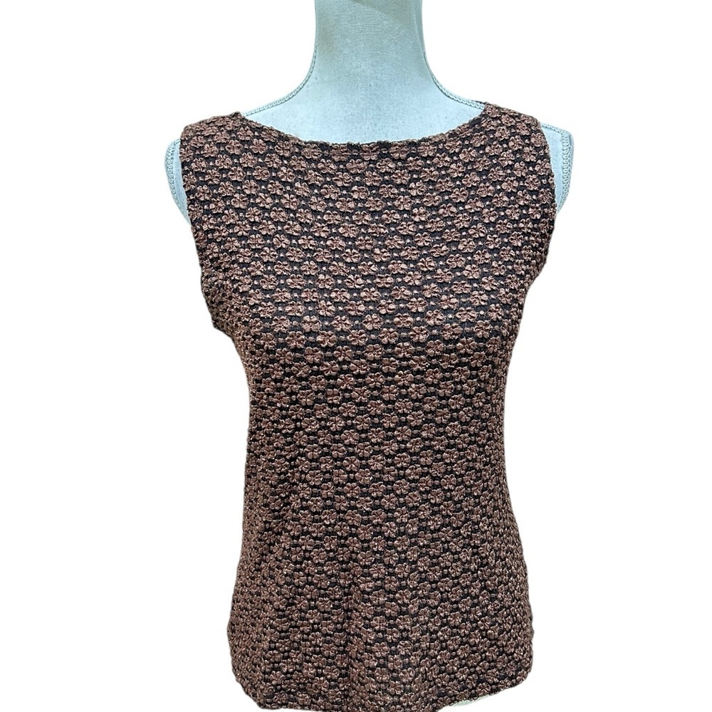 Chico's copper metallic textured sleeveless stretchy top size small or 1